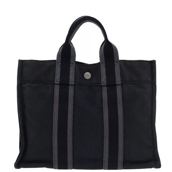 HERMES Fourre Tout PM Hand Bag Canvas Gray Auth - Picture 4 of 16